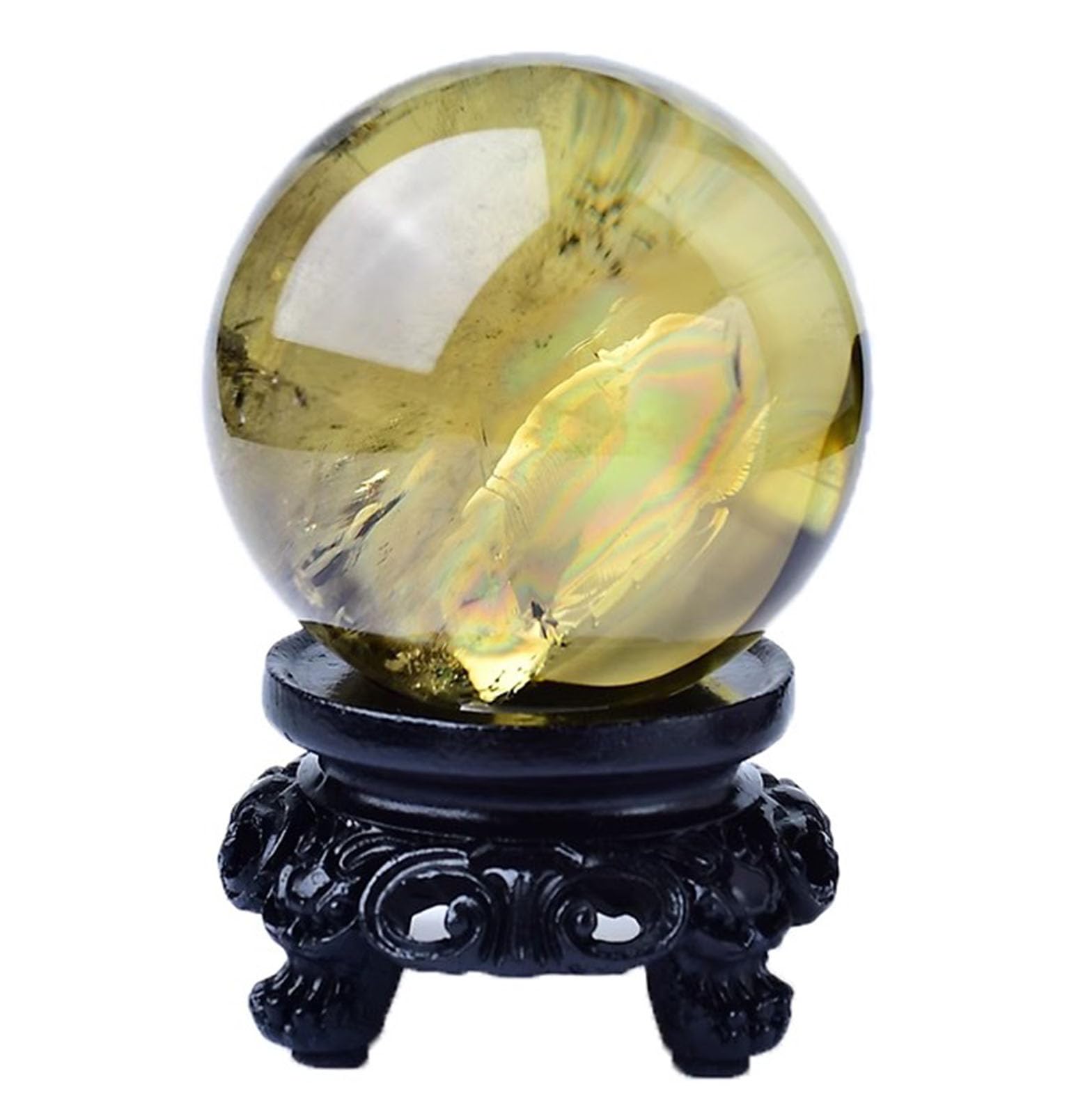 CYVXCPPGI Feng Shui Crystal Citrine Ball Crystal Sphere Display Ornaments Decorative Stone Sphere Ball for Feng Shui Divination Home Decor,70mm