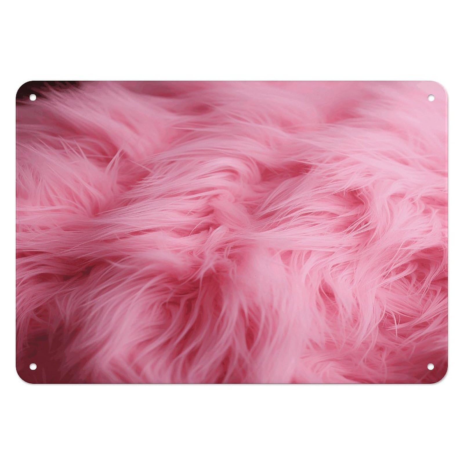 Fekiloot Style Pink Fluffy Fur Pattern Wall Decor Iron Painting Metal Sign