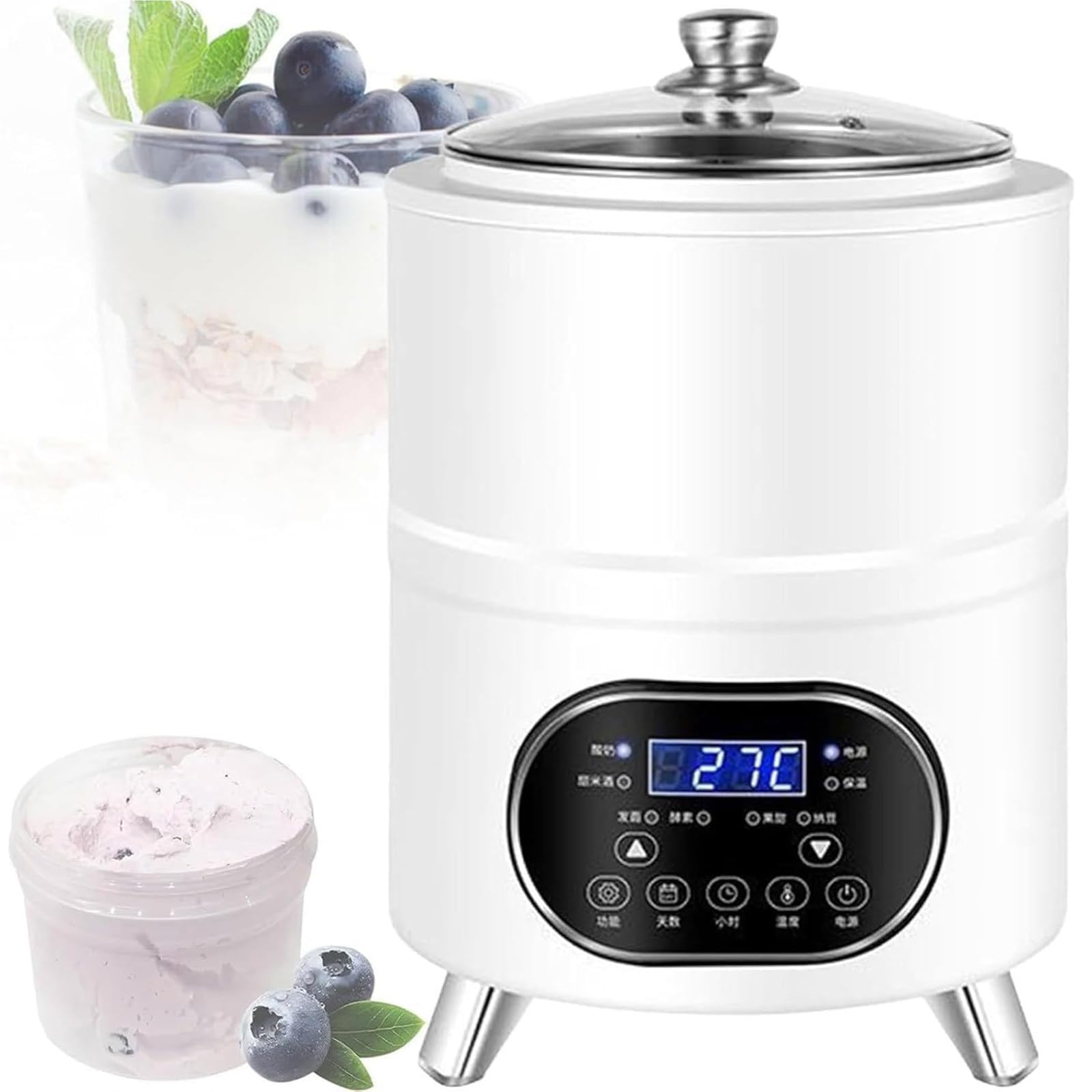 8L/12L Commercial Yogurt Maker, Automatic Yogurt Fermentation Machine, Smart Constant Temperature Yogurt Machine, With Time And Temperature Control, For Fruit Vinegar, Yogurt, Rice Wine White-12L