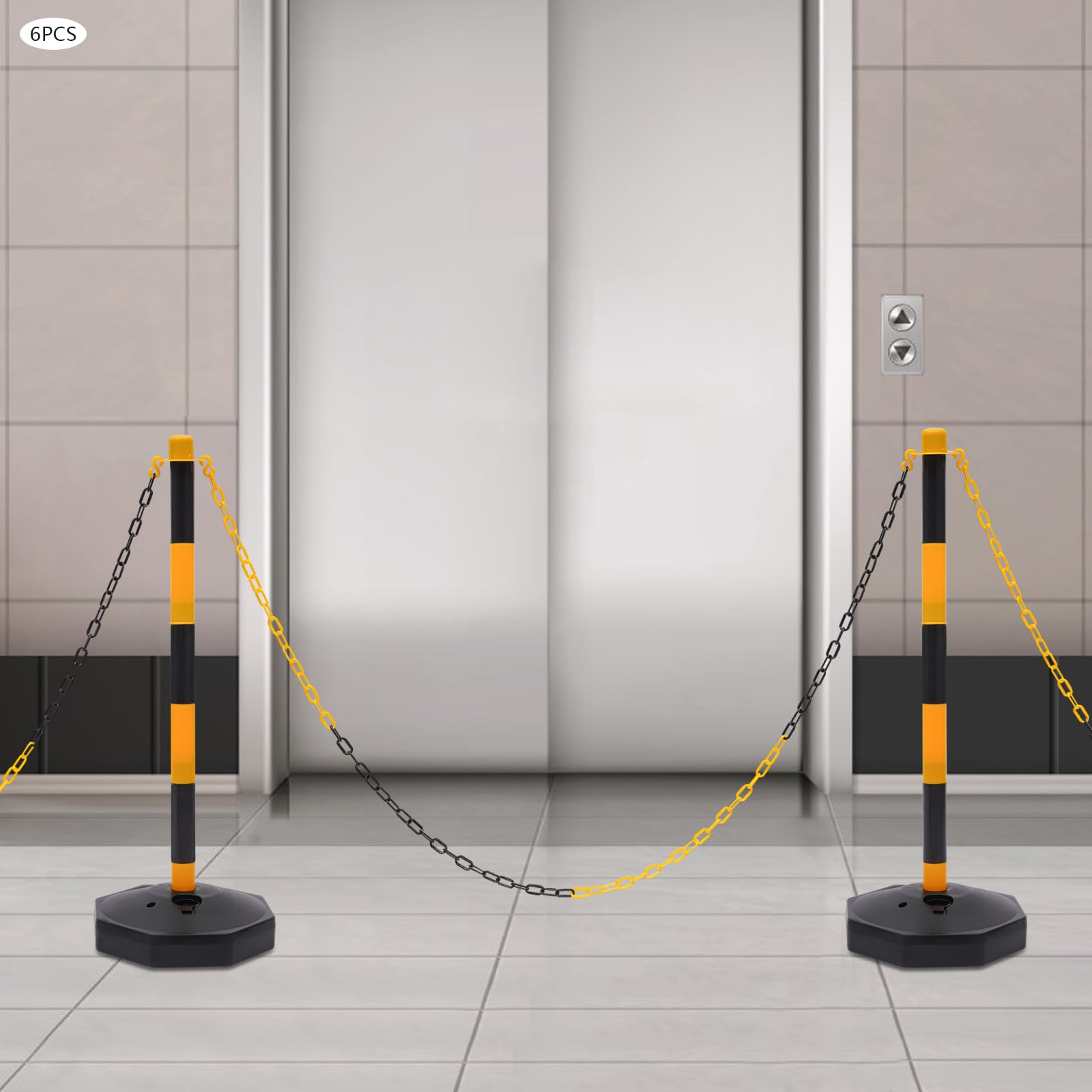 Poteaux de signalisation de la circulation lot de 6 réglables avec socle à remplir et chaînes pour parking