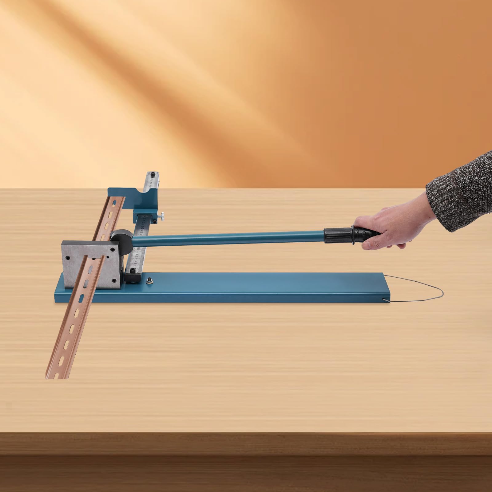 Cortador de riel DIN,Din rail cutter máquina de corte de riel de aluminio,Cortador manual de carril,Carril de doble agujero con regla para cortar acero y aluminio Rai (azul)