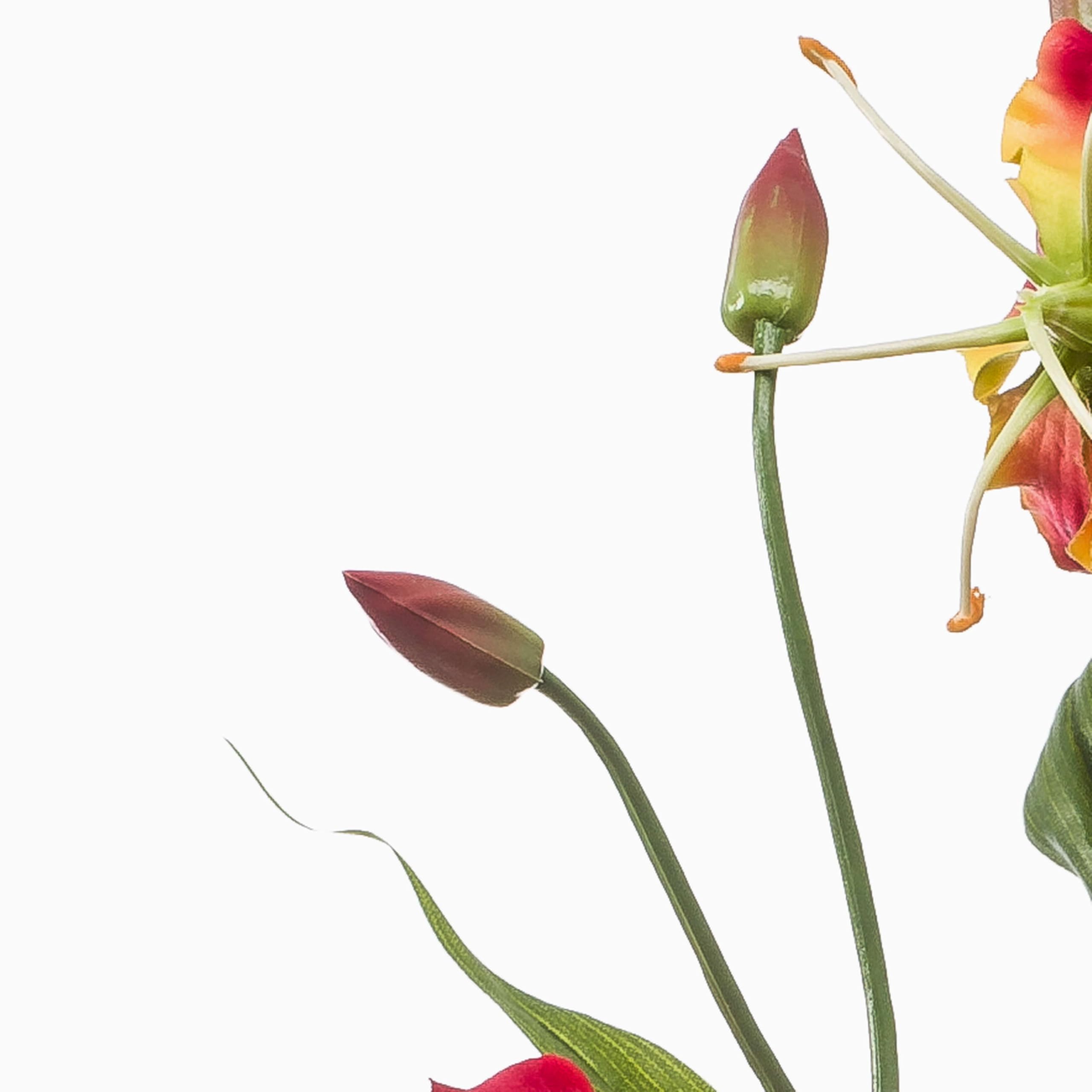 artplants.de Künstlicher Zweig Gloriosa TROFEL, pink-gelb, 90cm | Deko Gloriosazweig