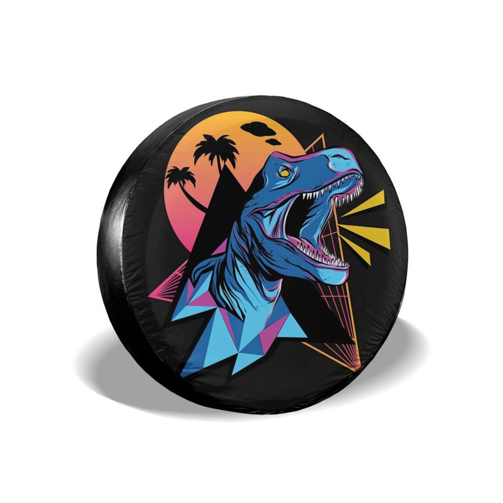 ZEHJMVO Spare Tire Cover, Galaxy Dinosaur Waterproof Dust-Proof Universal Spare Wheel Tire Cover for Jeep Trailer RV SUV & Many Vehicle