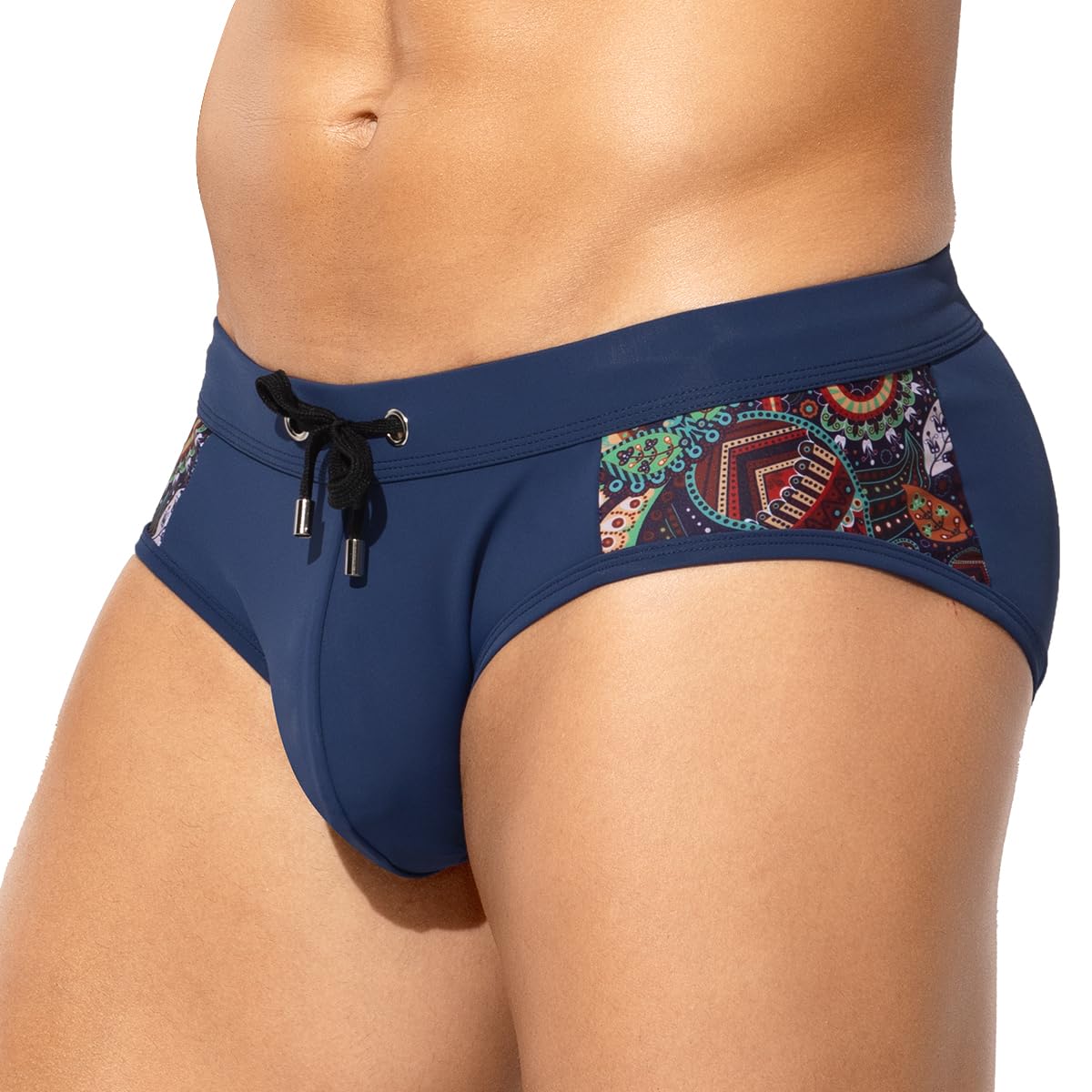 Arjen KroosMen's Swimsuit Printed Swim Briefs Pattern Bikini Swimwear with Drawstrings and Lined Pouch