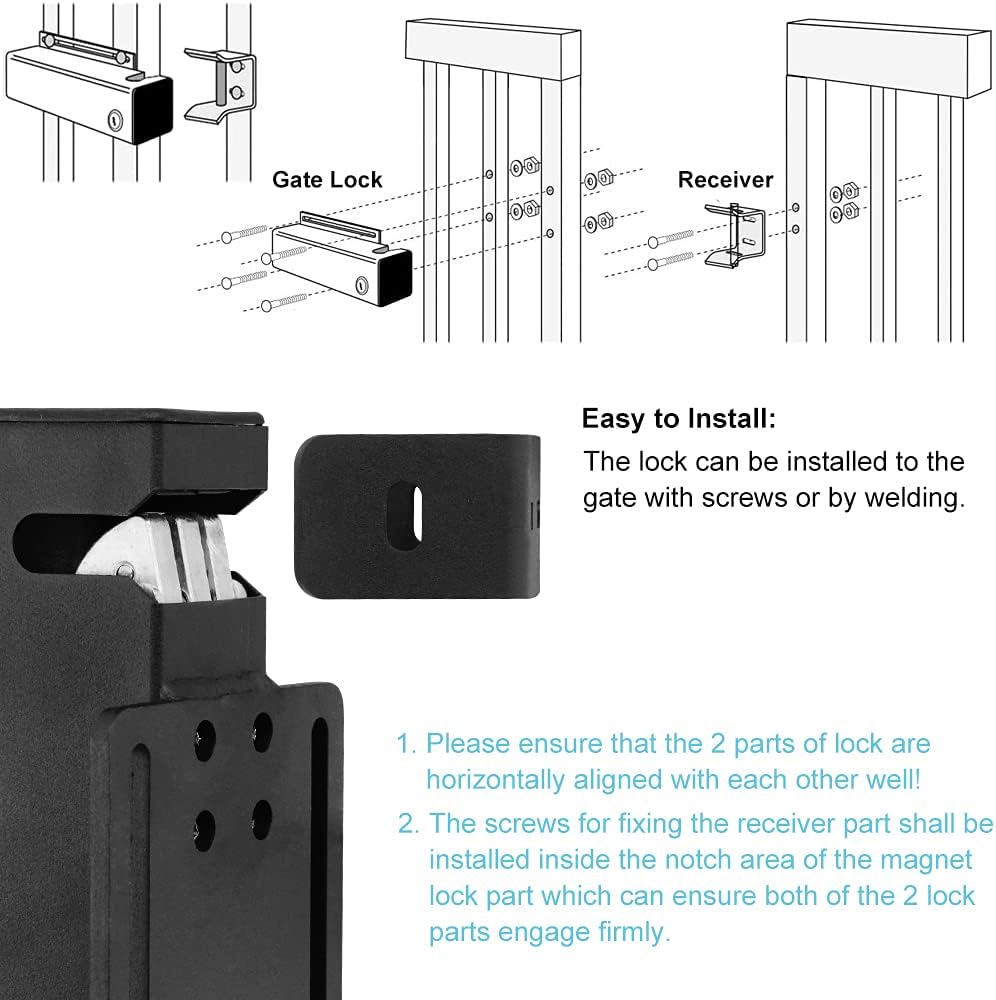 X X-House Universal Automatic Electric Gate Lock for Gate Operator System Device Safe Security Gate Lock Work for DC 12-24V Swing Gate Opener, Compatible with Mighty Mule, Topens, CO-Z, Gyxel, JUJIANG