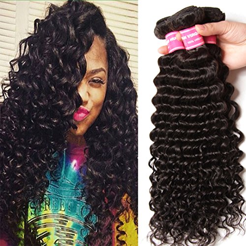 Donmily 7A Brazilian Virgin Hair Deep Curly Wave 3 Bundles 100% Unprocessed Remy Human Hair Weave Natural Color ( 12 12 12inch)