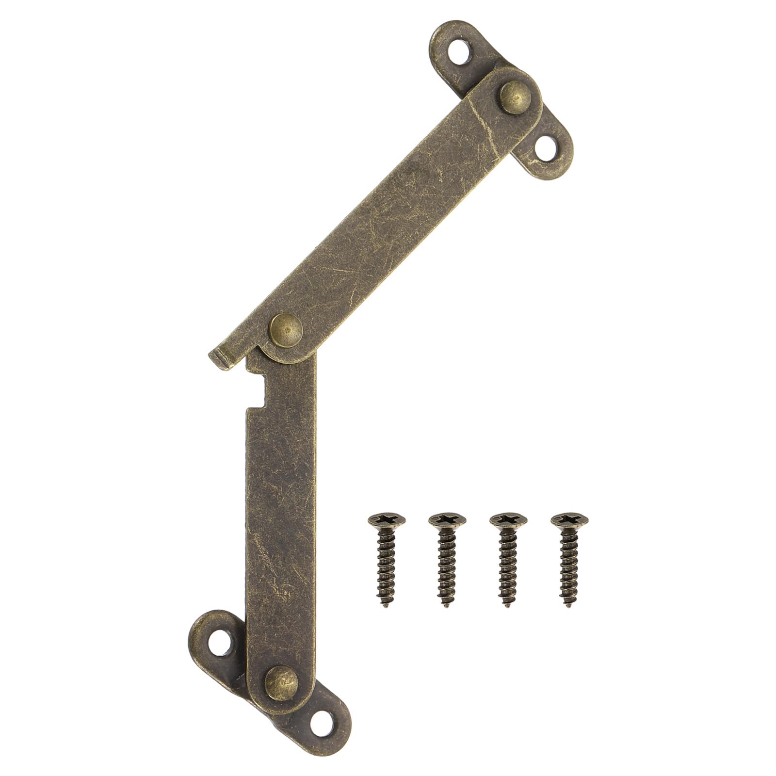 sourcing map 2.6" Folding Lid Support Hinges, Lift Up Stay Hinge, 180 Degree Rotatable Iron Hinges with Screws for Wooden Boxes Jewelry Case Display, Bronze