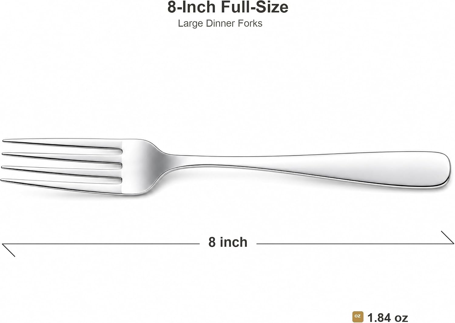12 Piece Dinner Forks Set, 18/10 Stainless Steel Forks Silverware, 8 Inch Heavy Duty Metal Flatware Forks Only, Mirror Polished Table Forks for Home Kitchen Restaurant, Dishwasher Safe