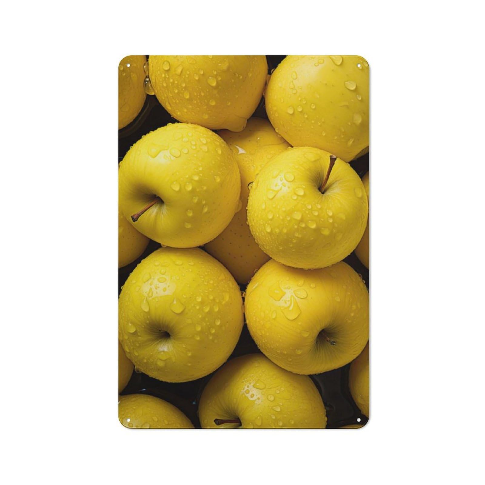 Junmoney Yellow Apple Metal Plaque 30X20cm With For Pub Or Café, Rustic Decor, For Garage, Workshop And Man Cave Decoration