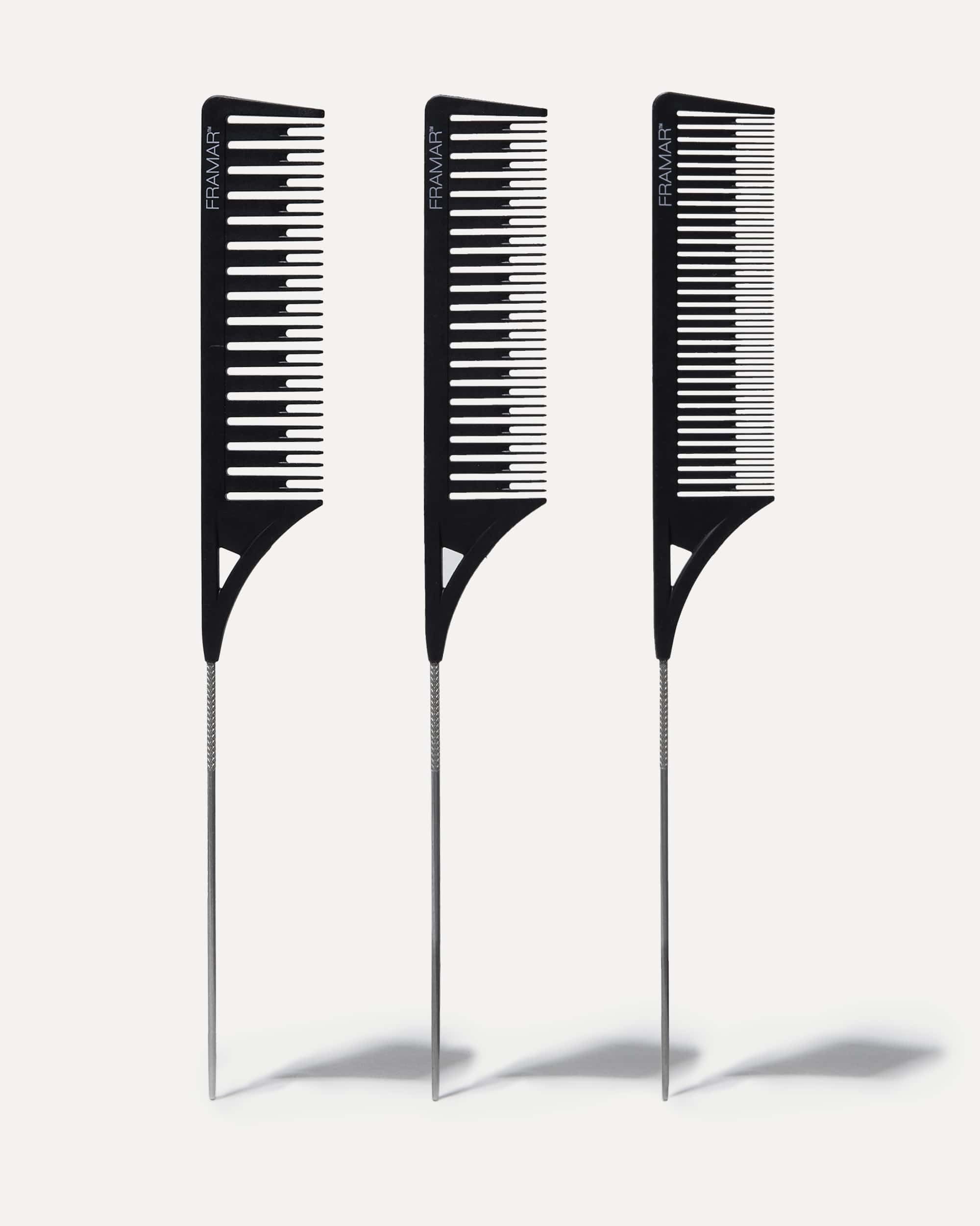 Framar Peines de Peluqueria Profesional - Peinetas Para el Pelo, Peine Para Mechas Pelo, Peine Pelo, Set Peines de Peluqueria, Hair Dye Comb – Paquete de 3 Unidades, Tonos Pastel