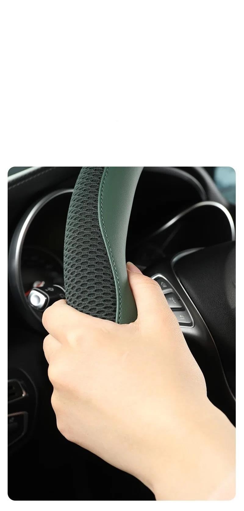 Funda Volante Coche Universal Cubiertas Antideslizantes para Coche, Cubierta De Cuero para Volante, Malla Transpirable, Uso General, Resistente Al Desgaste, 38CM De Diámetro Fundas para Volante (Colo