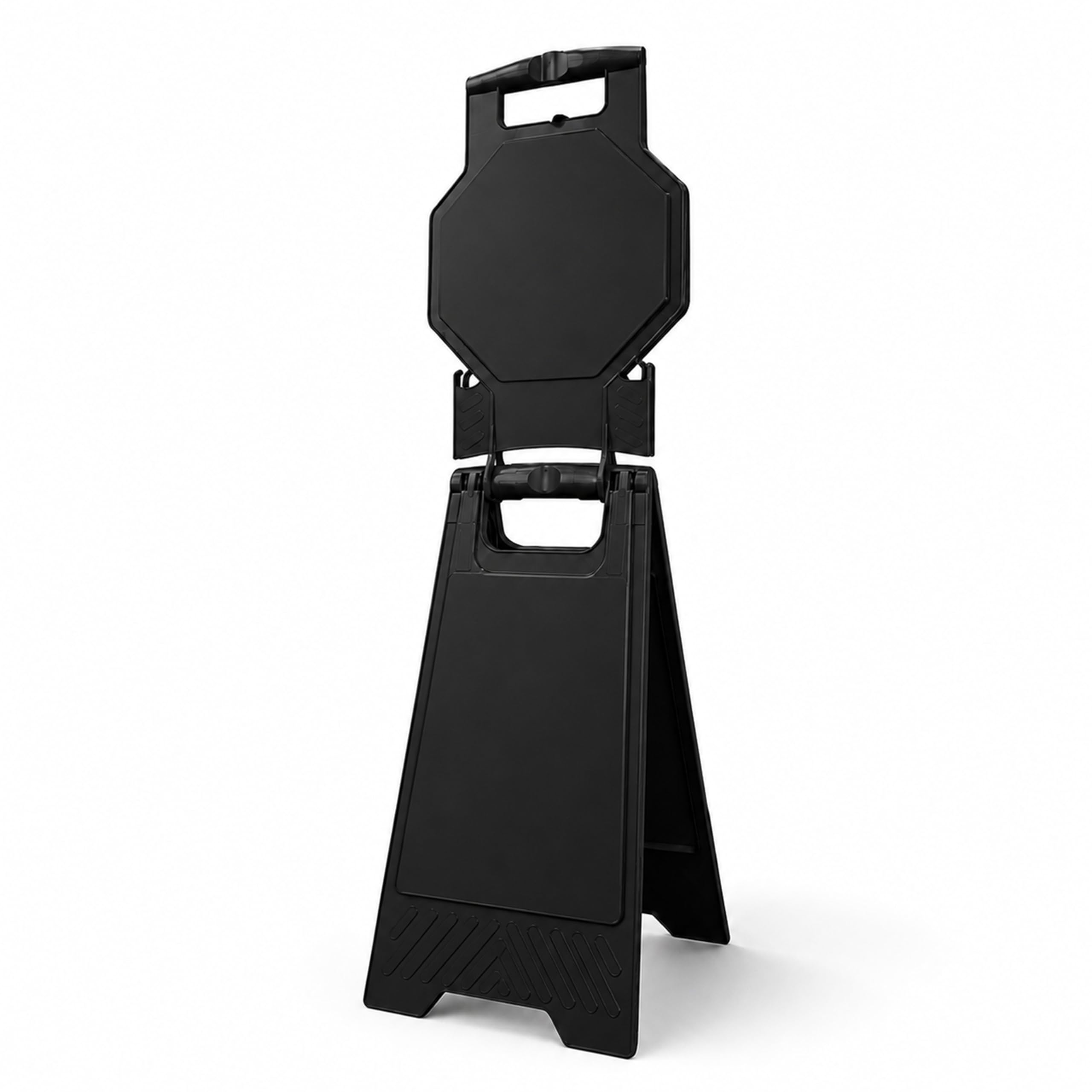 Blank Warning Floor Sign | 100CM Black Caution Warning Board | Customisable Double-Sided Floor Sign | Freestanding Foldable Safety Sign for Commercial Use, Restaurants, Hotels, Offices