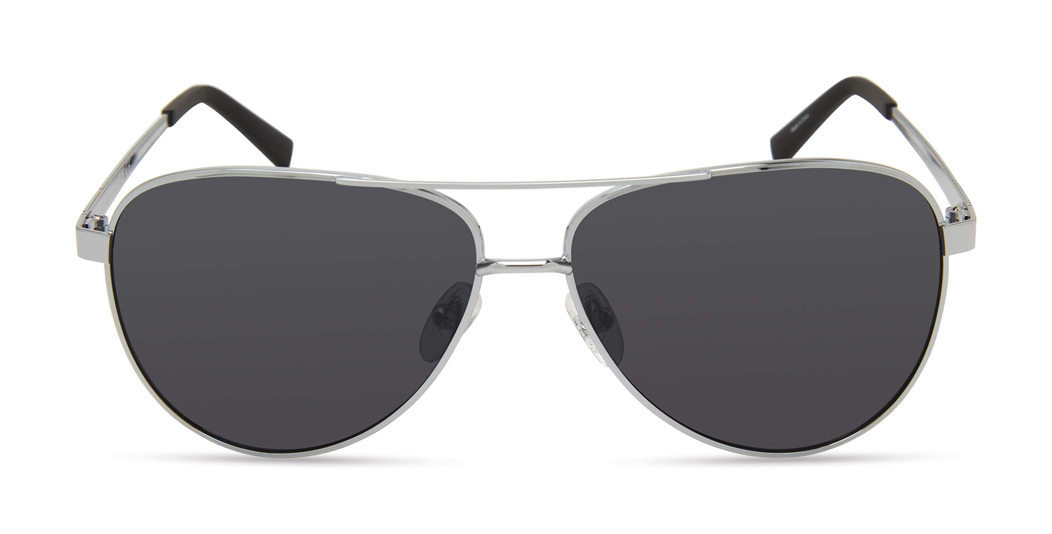 Timberland TBA9267 Herren Sonnenbrille, Casual Sonnenbrille aus leichtem Metall, Pilotenform, Rauch polarisierte Gläser, glänzendes Gewehrgrau.