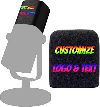 Customizable Foam Windscreen Cover Compatible with Fifine AmpliGame AM8 USB/XLR Dynamic Microphone - Personalized Logo & Text Mic Cover for Podcasting, Streaming, Recording, Gaming Microphone Cover