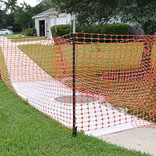HENGMEI 1x30m Absperrzaun Bauzaun Begrenzungszaun, Nutztierzäune 100 cm hoch Schutznetz aus Kunststoff Geschnitten Werden Mobiler Zaun Hühnerzaun Geflügelzaun für Geflügelgehege Warnnetz, Orange