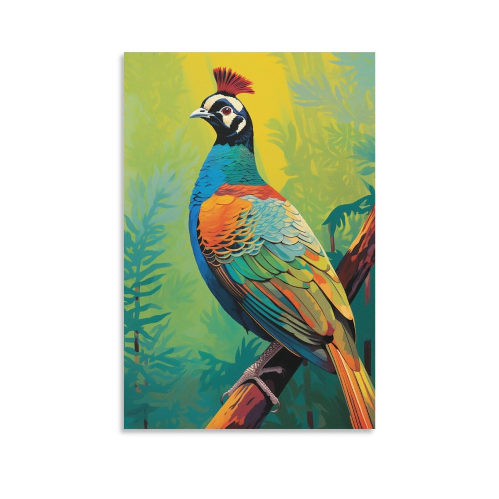 FOCCAR Lienzo decorativo de pared colorido pájaro decoración de pared para sala de estar vintage noble animal pavo real colgar cuadros arte de pared