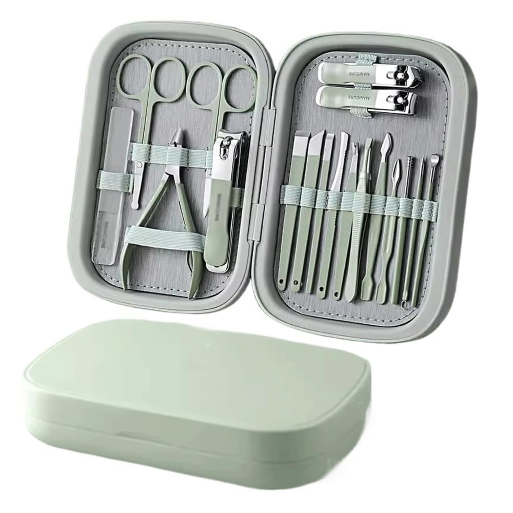 Set tagliaunghie, Tagliaunghie Set di tagliaunghie Pedicure for la casa da uomo Decorazione originale Forbici for la pelle del piede Pinze for utensili per piedi, tagliaunghie e tagliaunghie(Green)
