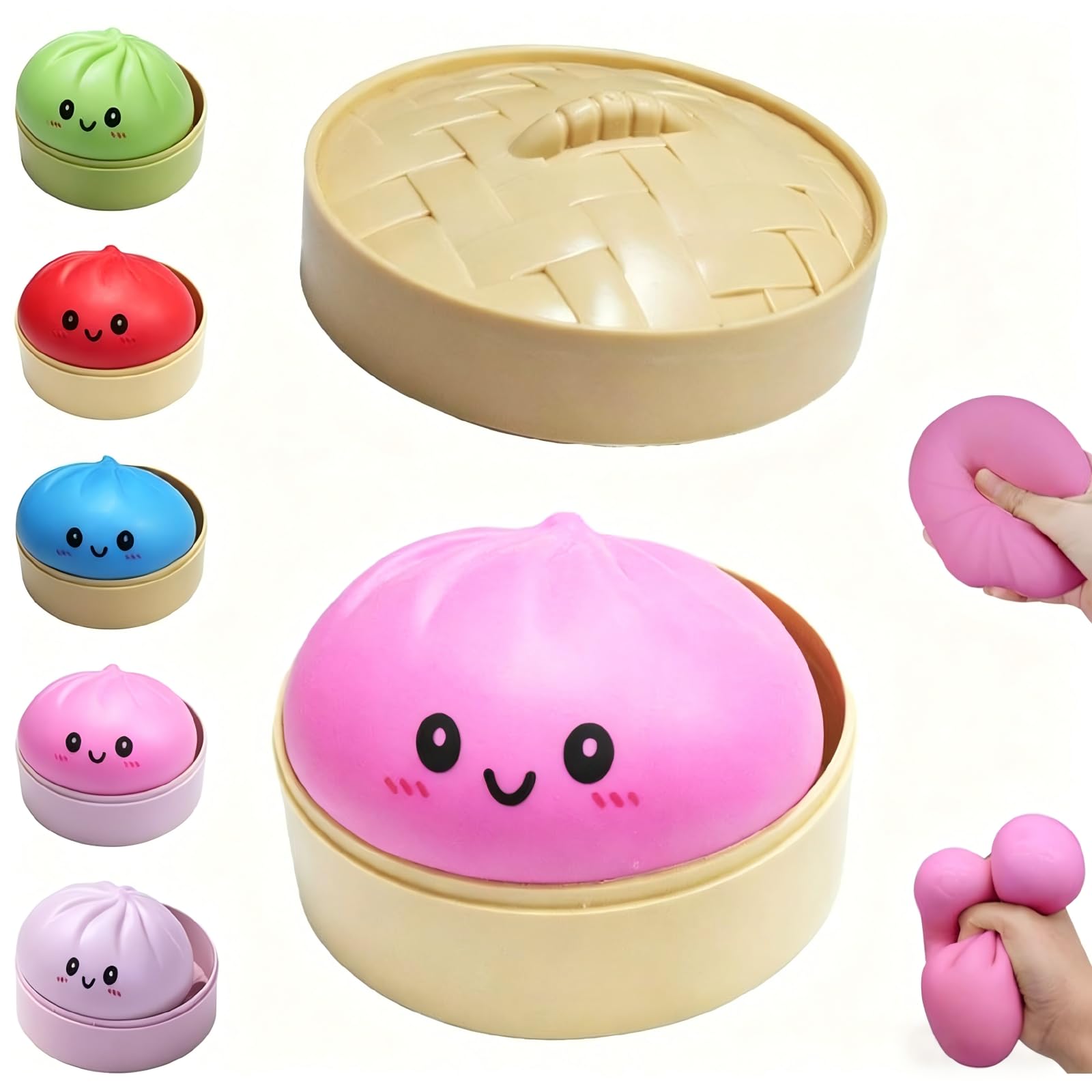 JOJOHOMY Dumpling Squishies Glitter Squishies Dumpling Toy, Low Rising Sensory Fidget Toy for Anxiety Relief for Kids and Adults (1 Pack-Purple)