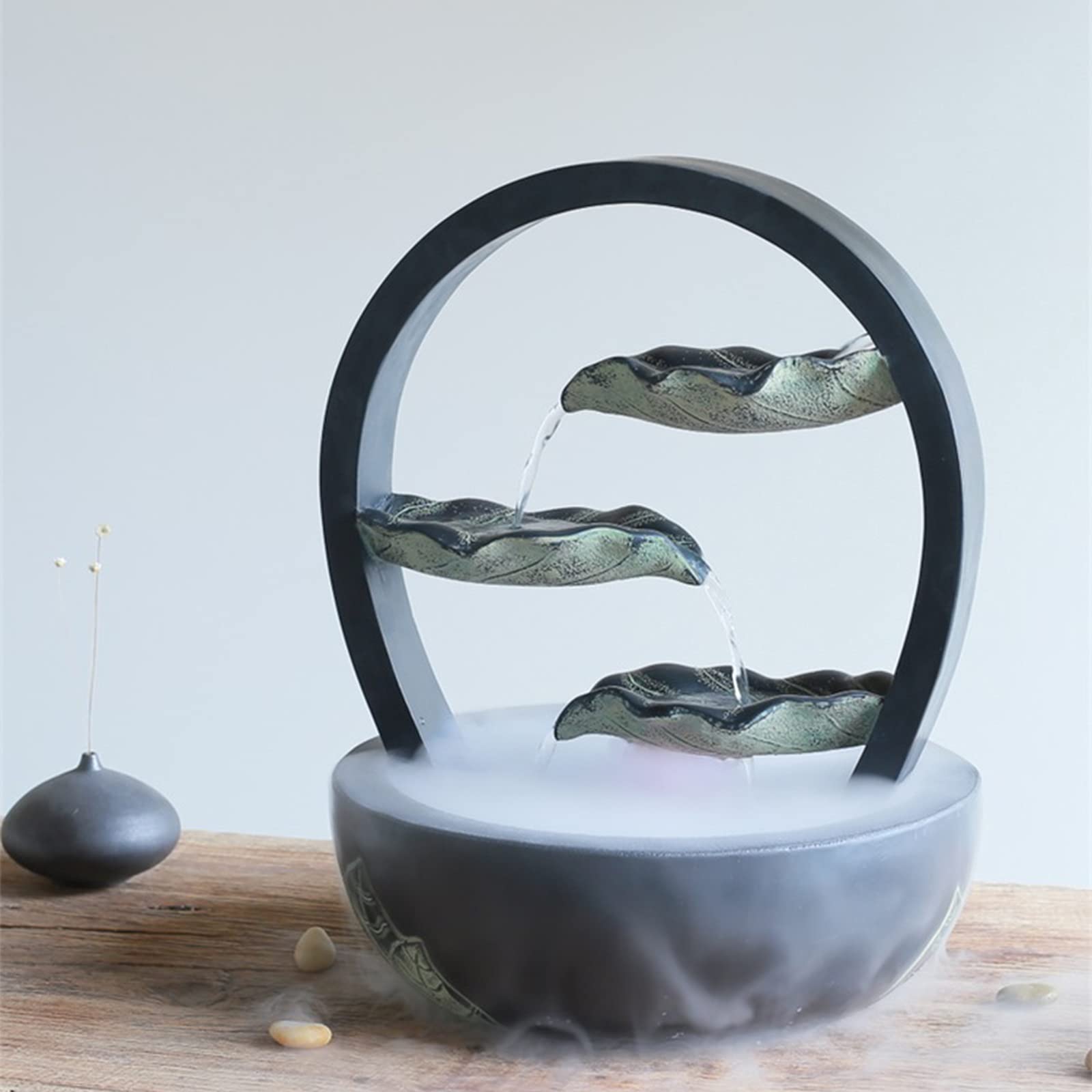 Fontana da Tavolo Fontana da tavolo Feng Shui trasforma la fontana dell'acqua Decorazione fortunata Acqua d'arte Caratteristiche Caratteristica Piccolo serbatoio di pesce Bonsai Umidificatore for il s
