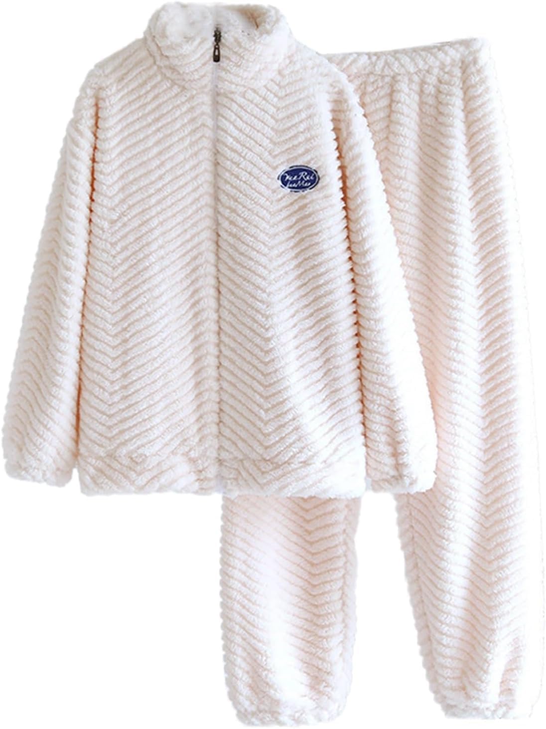 Conjunto de pijama para hombre, de forro polar, 2 piezas, con cremallera, para invierno, franela suave