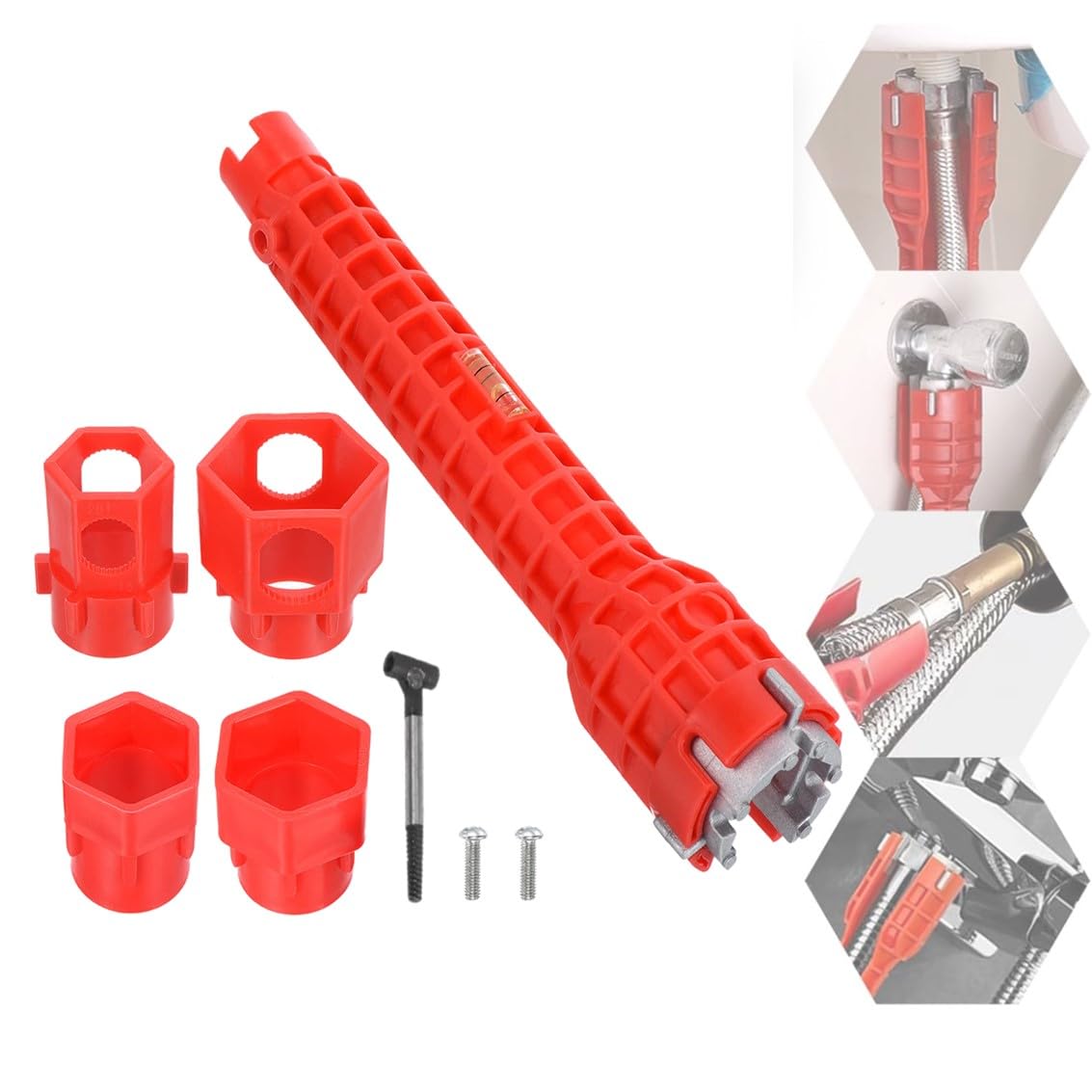 Llave instaladora de grifo y fregadero 14 en 1 para espacios reducidos, kit de herramientas de fontanería multiusos con llave ajustable de mandíbula ancha, ideal para cocina, baño, reparación de