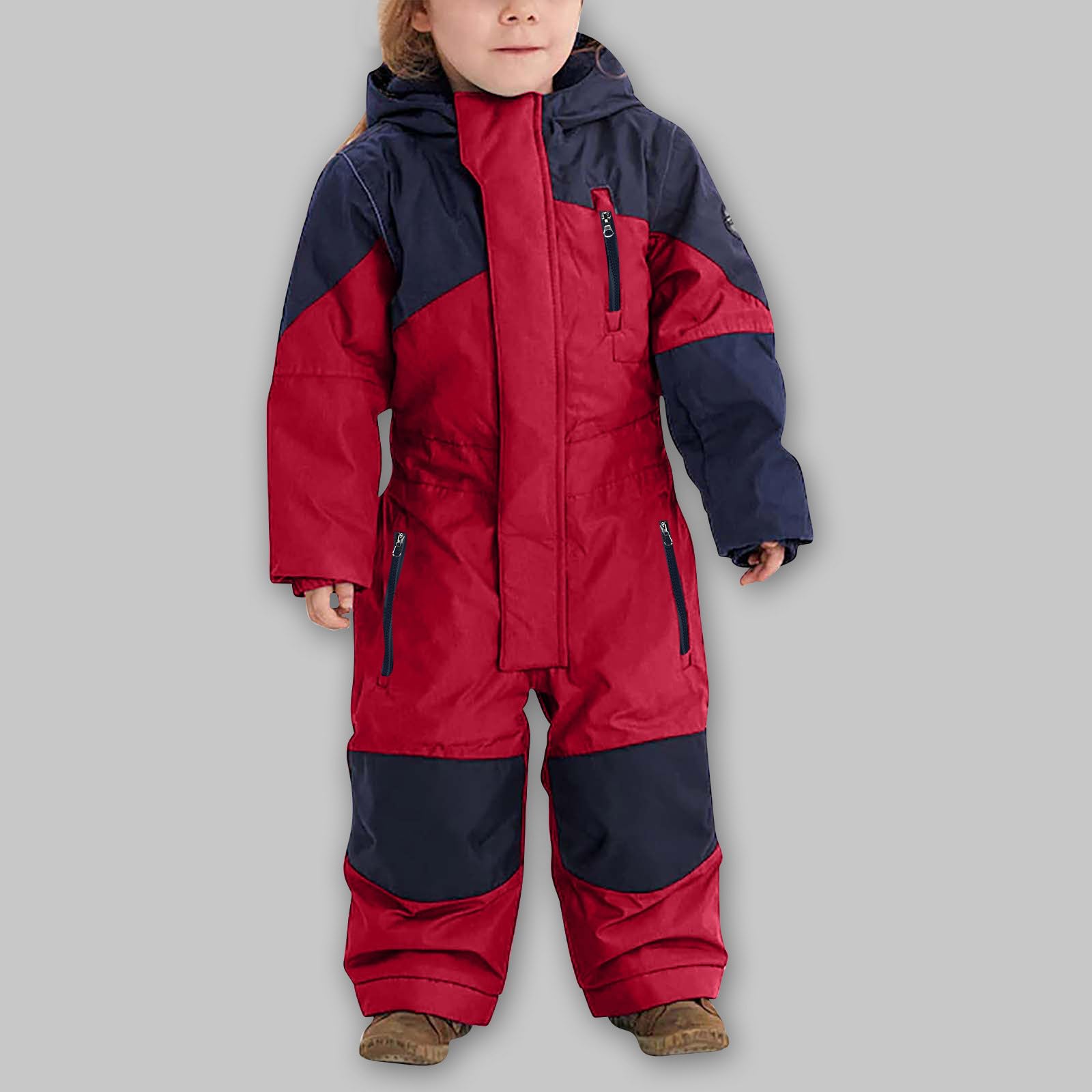Generisch Unisex Kinder Schneeanzug Wasserdicht Winddicht Skianzug mit Kapuze und Tasche Schneeoverall Klassisch Atmungsaktiv KinderOverall Jungen Mädchen Skioverall Outdoor Softshellanzug