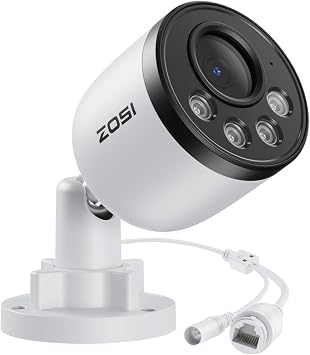 ZOSI 4K PoE Add on Security Camera,8MP Indoor Outdoor Bullet CCTV Surveillance IP Camera with Person Vehicle Detection,One-Way Audio,Metal Housing,Only Compatible with Same Brand 8MP/4K POE NVR