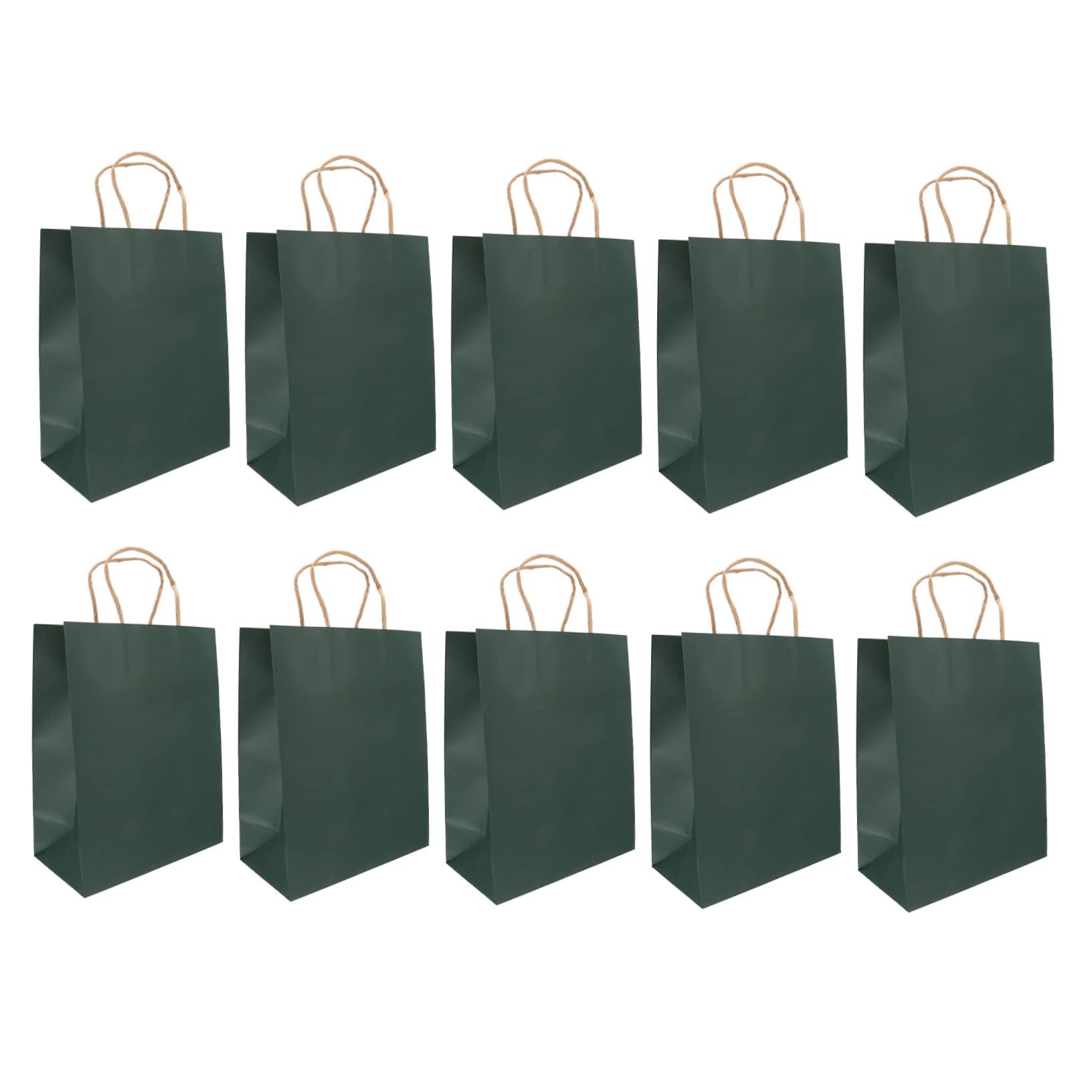 PACKOVE 10pcs Paper Handle Bags Deep Food Packing Bags for Bakery present Packing Holder Durable Strong Design for Picnics Parties and Takeaway Use
