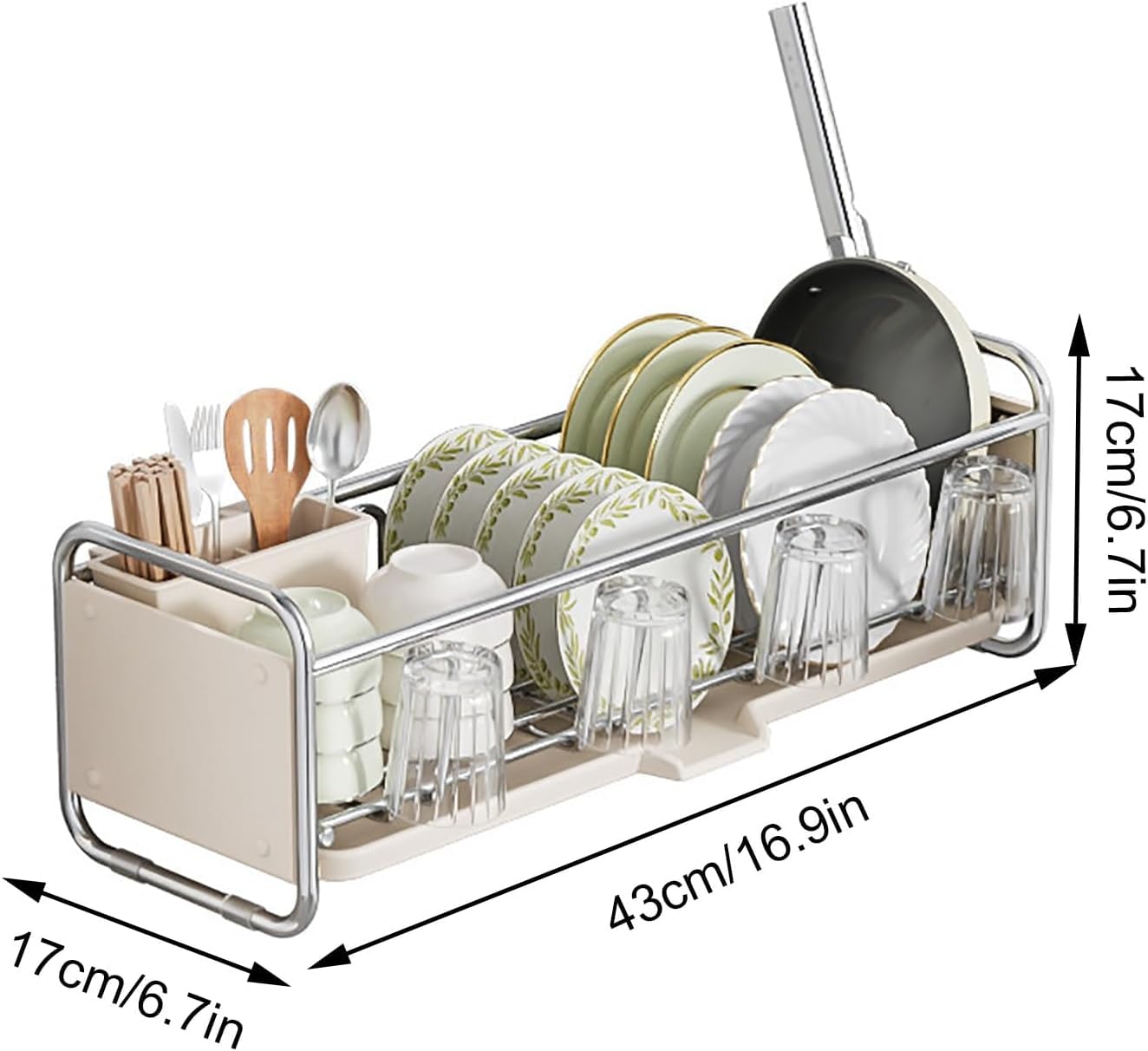 Égouttoir à vaisselle avec égouttoir – Organiseur de cuisine peu encombrant pour sécher assiettes, bols, tasses et ustensiles, solution efficace pour comptoir