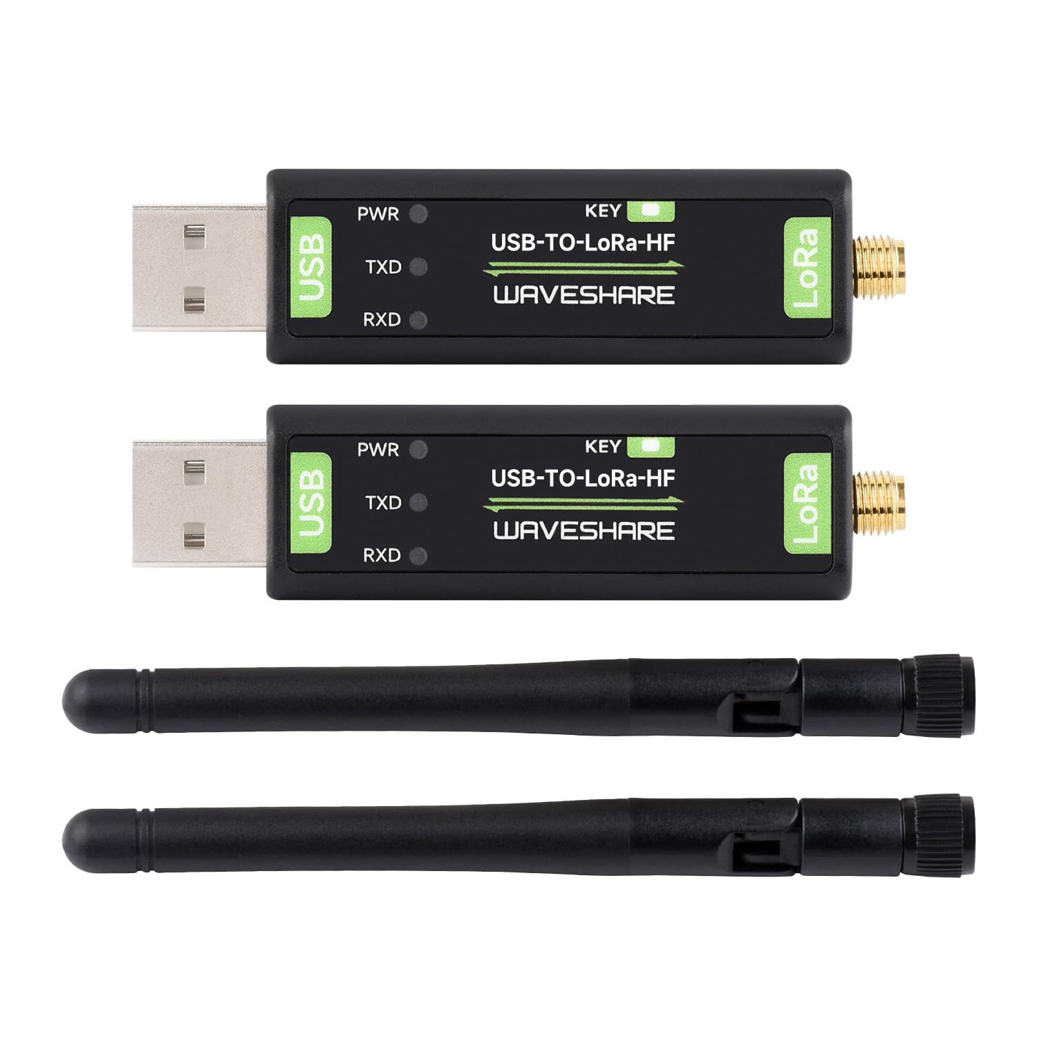 Waveshare USB-TO-LoRa-HF(2PCS), TCXO Crystal Oscillator, USB To LoRa Data Transfer Module, Based On SX1262, Suitable For Data Acquisition In Industry And Agriculture