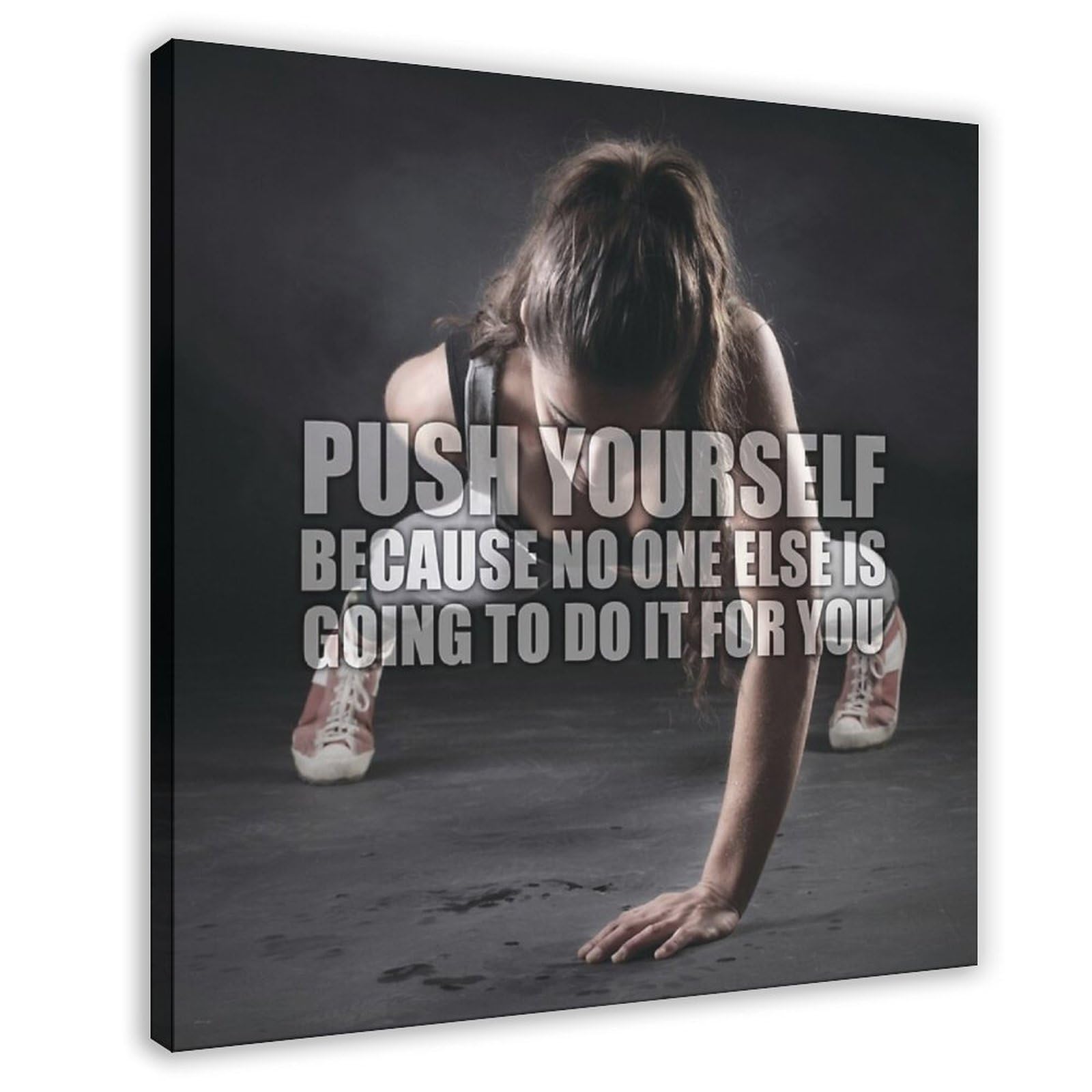 Poster citation Push Yourself déco murale salon 40x40 cm