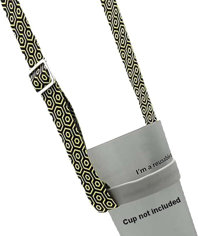 Sujeta Vasos Festival Don Hardware Music Festival - Cordon para Colgar Vasos Ajustable para el Hombro - Cordon Portavasos para Conciertos/Festival - Colgante para Taza y Botella | Amarillo