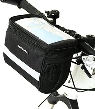 traderplus Bike Handlebar Bag Bicycle Front Basket Scooter Bag Insulated Cooler Storage Pouch Road Mountain Cycling Pack Cycling Accessories with TPU Touch Screen & Reflective Stripe