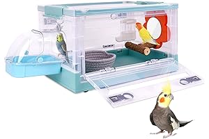 Portable Home for Your Chirpy Companion: Bird Cage with Handle and Removable Birdhouse