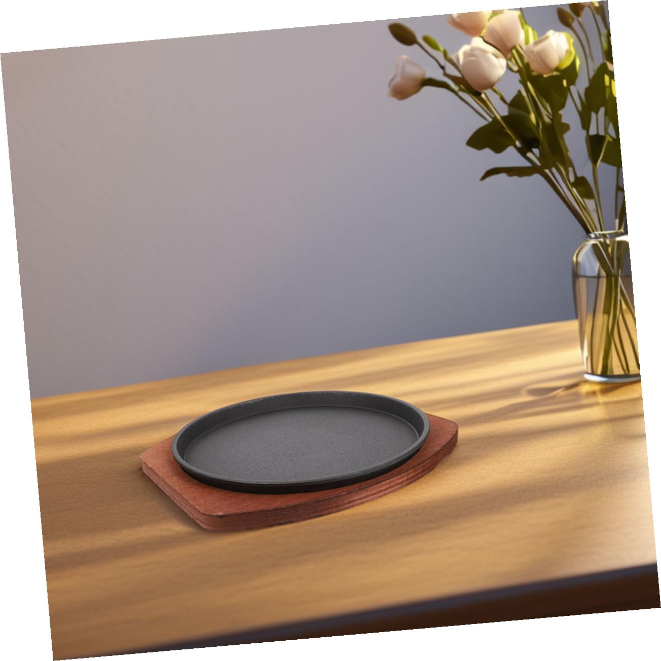 Gatuida Piastra Ghisa per Barbecue Piastra Riscaldante in Legno in Ghisa Spessa Design Rotondo Facile da Pulire Adatto per Cottura Induzione per Ristorante Domestico