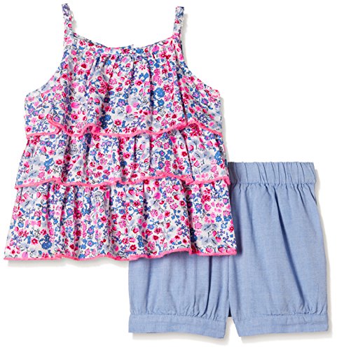 Nautinati Girls Floral All Over Print Regular Fit Cotton T-shirt and Shorts Co-ord Set