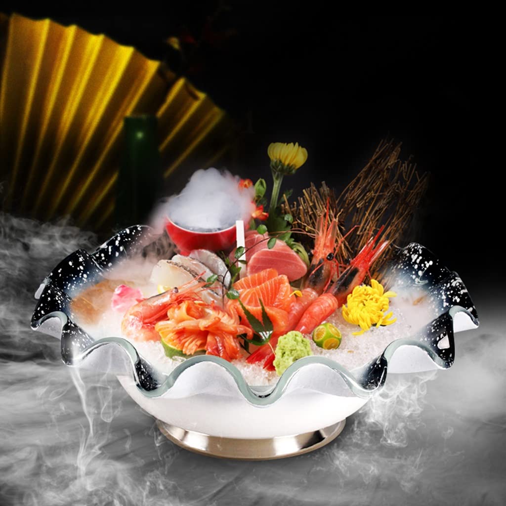 Vassoio per Sashimi Spesso, Frutti di Mare, Salmone, Salsa Fredda, stoviglie, Grande capacità, Piatto in Vetro, Preparazione e conservazione degli Alimenti, Grande Format,Black-L