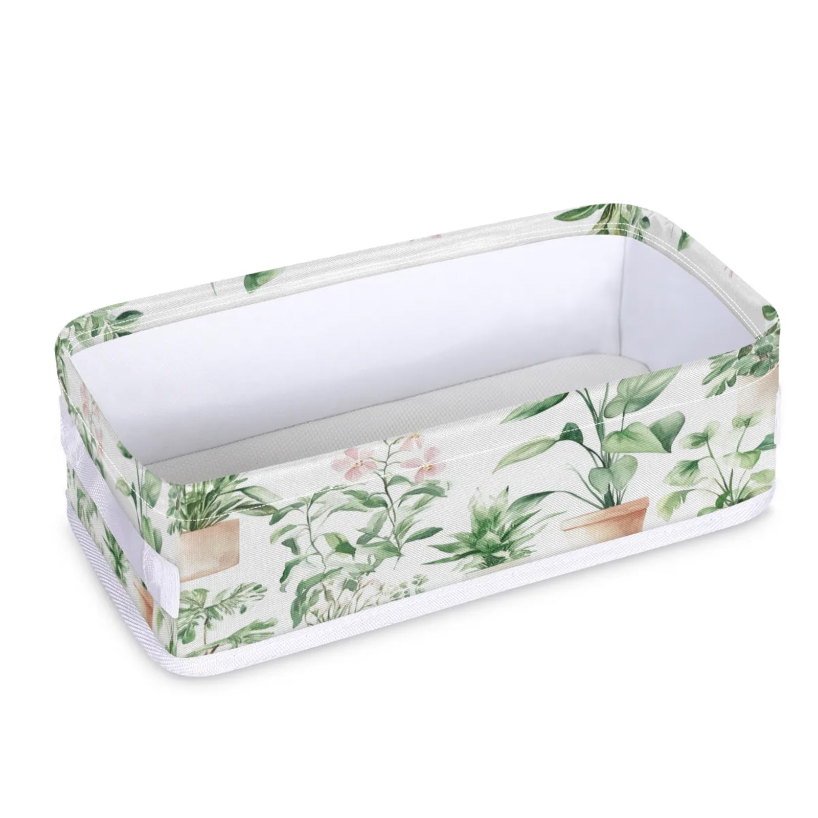 Tablerazzi Toilet Tank Topper Paper Basket with Handle, Plant Retro Modern Bathroom Storage Basket for Organizing, Small Fabric Storage Bins for Bathroom Decor