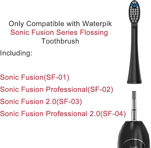 Miniatura 9 de Cabezales de cepillo de dientes de repuesto para hilo dental (6 piezas) aptos para Waterpik Sonic Fusion 2.0 SF-01, SF-02, SF03 y SF-04 Recambio de
