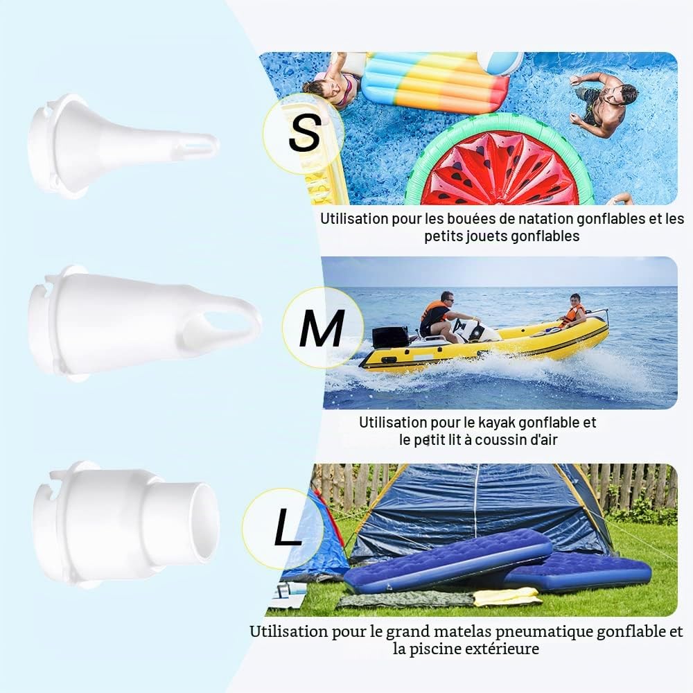 Woowind Pompe à air électrique pour gonflables, Pompe à Matelas pneumatique sans Fil 12V pour flotteurs de Piscine, Anneaux de Natation, alimenté par Batterie avec Adaptateur de Voiture-Noir