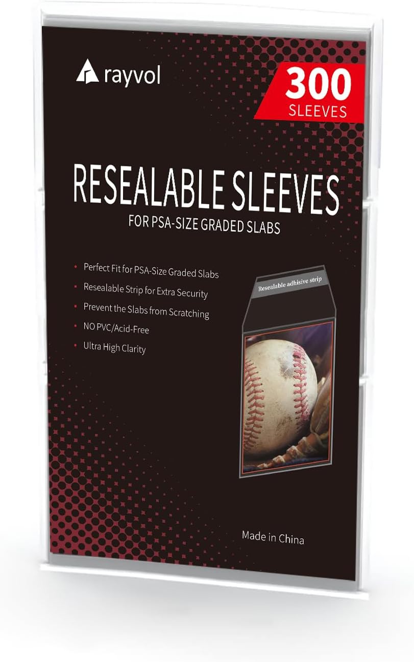 Resealable Graded Card Sleeves for PSA-Sized Slabs, Exact Fit Sleeves Compatibile with PSA, CSG, CGC, FGS, FCG and Similar Sized Slabs(300pcs)