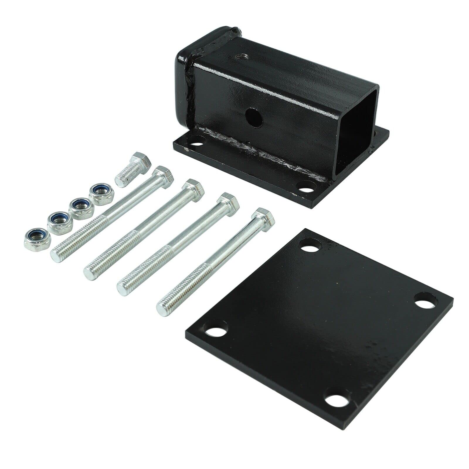 2 Inch Black RV Bumper Receiver Adapter Fits 4" x 4" Continuous Welded