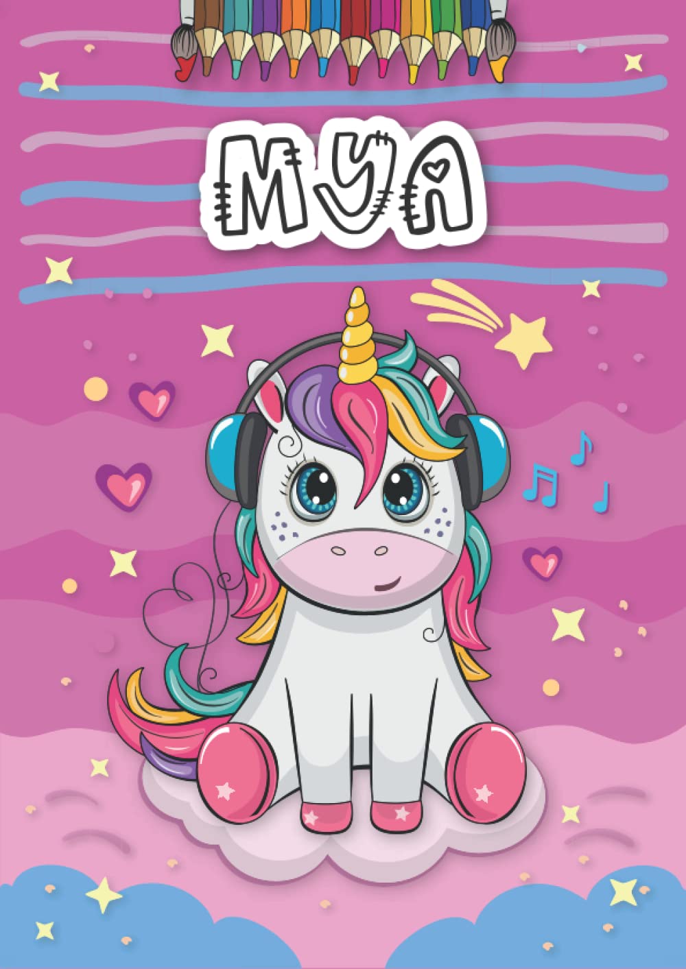 Mya: Personalized Coloring Book for Mya | Theme: Unicorn | Birthday gift for girl, daughter ... | Ages: 4-8 | 25 unicorn designs with name Mya, Large size A4 (ca. 8.5 x 11 inches)