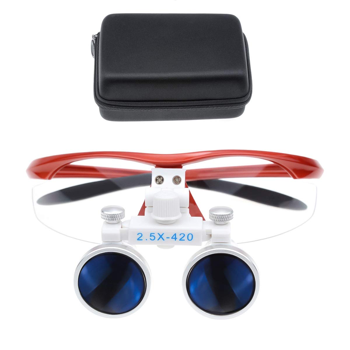 Orilao Red 2.5X 420Mm Antifog Portable Loupe Binocular Loupes Magnifying Glasses (Red)