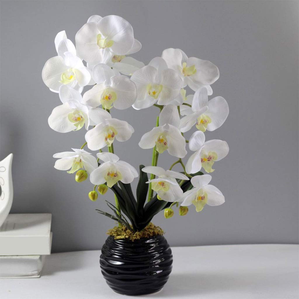 Orquídea artificial en jarrón para estancias sin luz natural y oficinas de casa