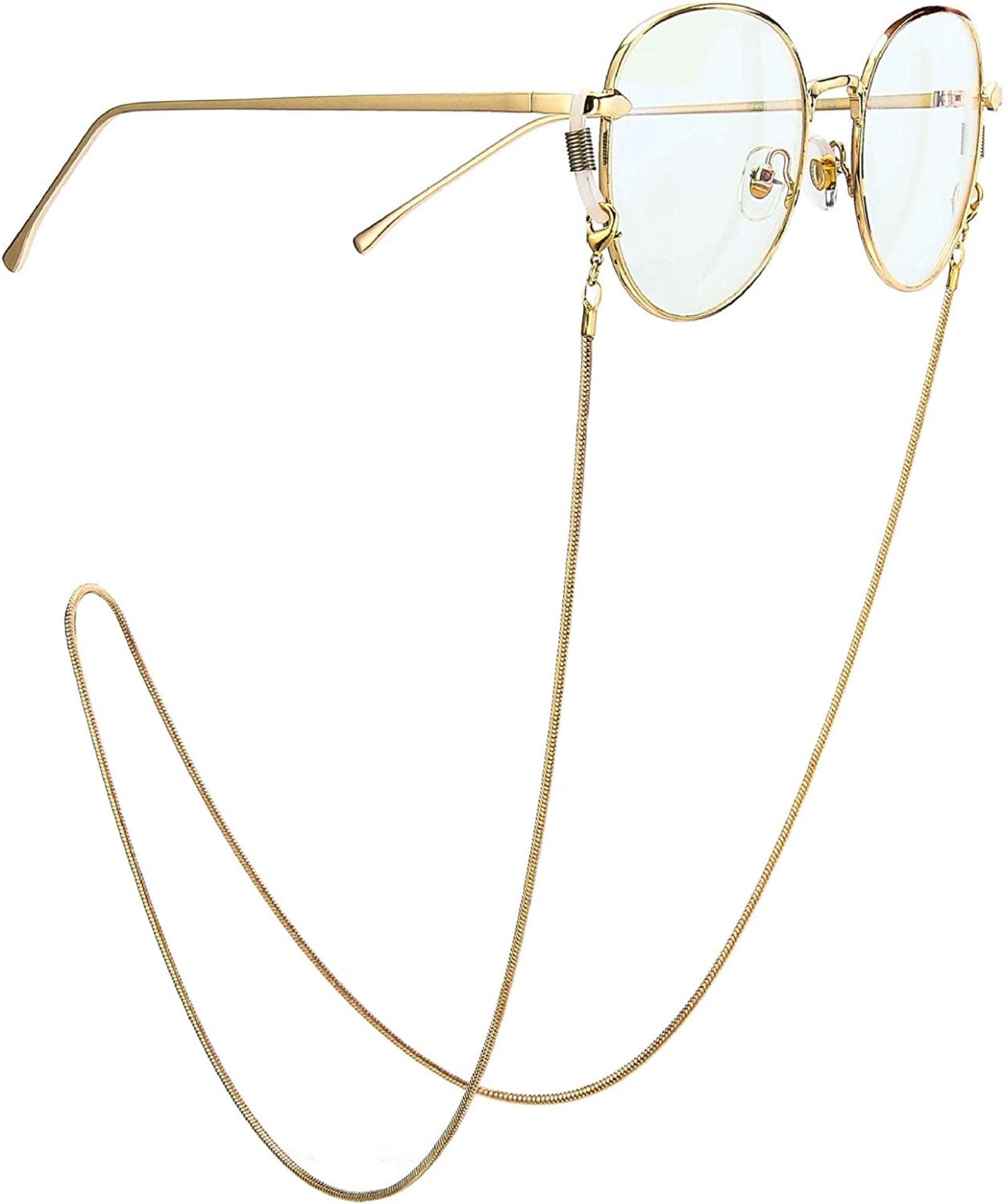 REVAHI Catene per Occhiali Catene per Occhiali da Sole in Metallo Porta Occhiali Cinghie per Occhiali Cordini per Il Collo Fermacorda per Occhiali estremità Antiscivolo, Oro e Argento