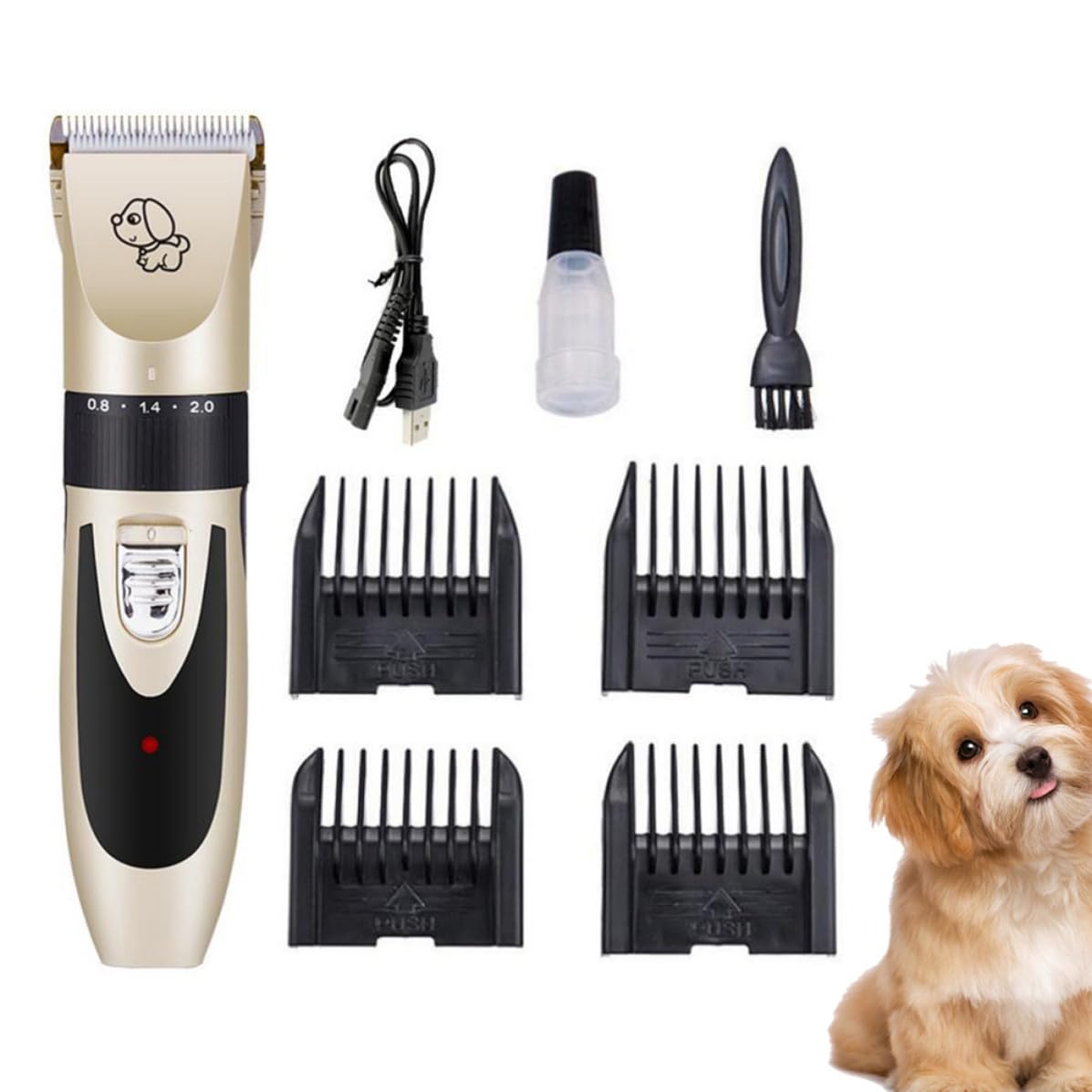 Cortapelos para Perros y Gatos Diseño Ultrasilencioso y Carga Usb, Recortador Eléctrico Profesional para Peluquería de Mascotas Batería de 1200mah y Carcasa Abs