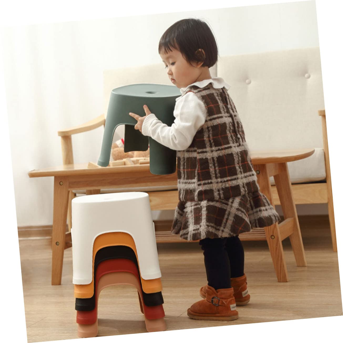 Gatuida Sgabello Piccolo in Pvc Antiscivolo per Bagno e Casa Colore Rosso, Sgabello Affidabile per Ragazzo Ragazza e Famiglia per Doccia e Spogliatoio