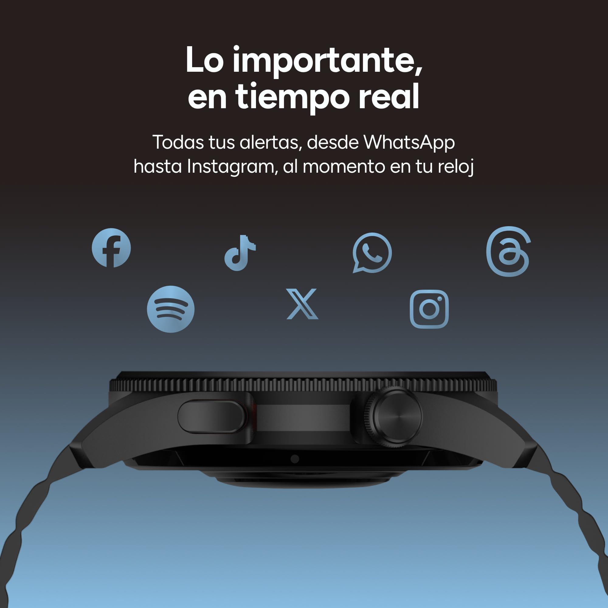 KSIX Horizon Smartwatch Traductor, IA ChatGPT®, GPS, Pantalla AMOLED 1.43", Autonomía 10 días, Brújula Digital, 3 ATM, Modo Deporte y Salud, Negro
