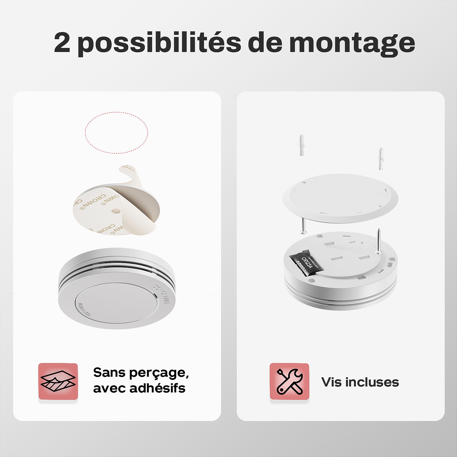 Safeliveo Détecteur de fumée, Alarme Incendie Ultra-Fin, Batterie 10 Ans, sans LED Clignotante, Fonction Test et Silencieux, 85 DB, avec tampons adhésifs, Lot de 3